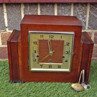 Mauthe Westminster Chimes Mantle Clock - German 8 Day Art Deco