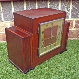 Mauthe Westminster Chimes Mantle Clock - German 8 Day Art Deco 2