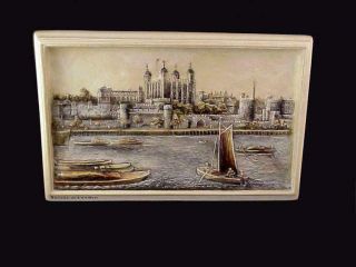Vintage Bossons Ivorex Hand Painted Tower Of London 3d Wall Plaque Britain