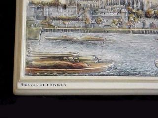 VINTAGE BOSSONS IVOREX HAND PAINTED TOWER OF LONDON 3D WALL PLAQUE BRITAIN 3