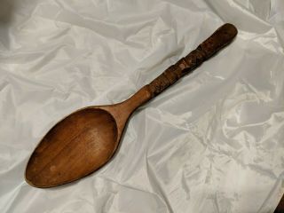 Large Vintage 22 1/2” Tiki Hand Carved Wooden Spoon Wall Hanging Decor