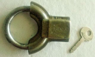Antique Sterling Lock Company Round Gas Pump Padlock With Key - Pat 12 - 30 - 24