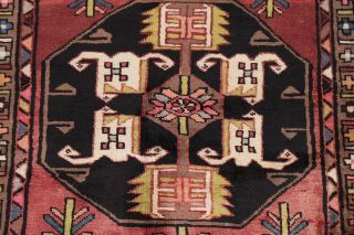 Vintage Geometric 13 Ft Long Runner Ardebil Tribal Rug Hand - Knotted Wool 3 