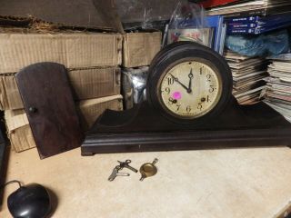 Antique Haven Clock Co.  Mantle Clock W/ Weights Keys Repair Brass