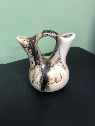 Vintage Signed Navajo Native American Art Pottery Horsehair Wedding Vase
