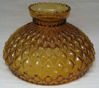 Quilted Diamond Amber Glass Lamp Shade 10 In.  Fitter Fits Kerosene And Oil Lamps