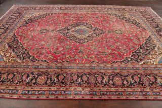 Antique Traditional Floral Worn Pile Red Area Rug Hand - Knotted Living Room 8x11