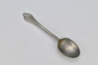 English Pewter Trefid Spoon W/ Rat Tail And Portrait 18th Century