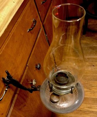 Antique Vintage Oil Kerosene Lamp W.  B.  G.  Eldorado Corp.  Cast Iron Hanging Bracke