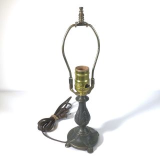 Vintage Art Deco Tiffa Mini Brass Lamp Base 12.  5 " Harp Finial 9869 Corded