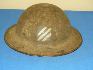 Wwi Model M - 1917 Steel Helmet W 3rd Division Paint & 77mtb,  Zc49 Stamped
