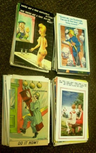 175 X Vintage Comic Postcards Seaside Humour Risque Stockings Innuendo Bamforth