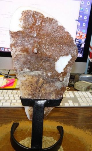 LARGE CITRINE CRYSTAL CLUSTER CATHEDRAL GEODE BRAZIL W/ STEEL STAND; POLISHED 3