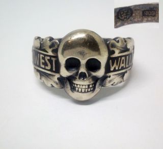 Ww I World War I Military German Memento Mori Skull Ring West Wall Rzm 900