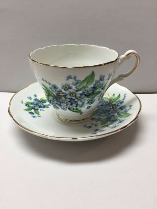 Regency Vintage Bone China Tea Cup And Saucer Blue Forget Me Nots Flowers