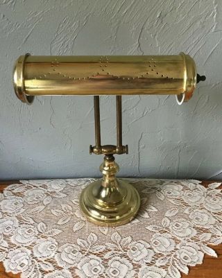 Vintage Piano Desk Table Lamp Brass Tone Metal Adjustable Light