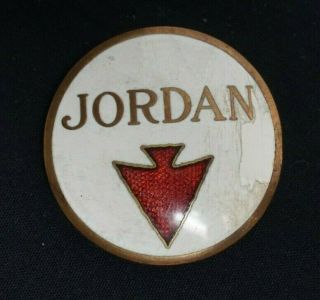 Vintage 1916 - 1920 Jordan Enamel Radiator Badge Emblem - Last One