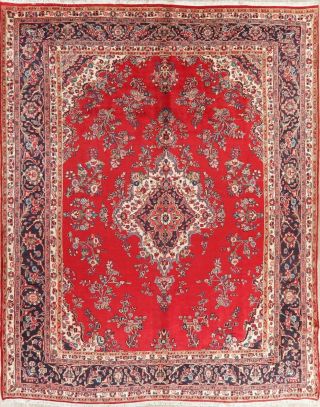 Vintage SCARLET RED Hamadan Oriental Area Rug Traditional Floral 10x13 2