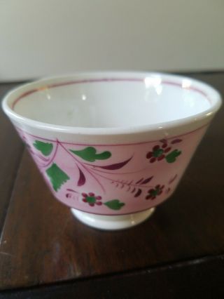 Pink Luster Soft Paste Pearlware Creamware Floral Porcelain Cup