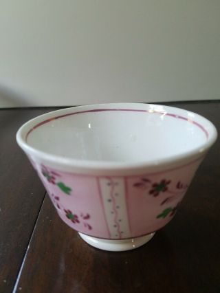 Pink Luster Soft Paste Pearlware Creamware Floral Porcelain Cup 2