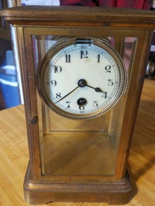 French 19th Century Brass And Glass Mantle Clock