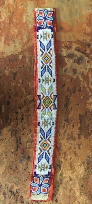 Vintage Native American Sioux Hand Beaded Belt Sash