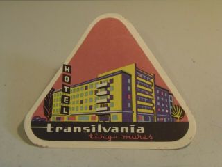 Hotel Transilvania Tirgu Mures Romania Vintage Luggage Label 11/2