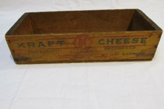 Vintage Wooden Kraft Cheese Box 5 Lbs Phenix Corporation Chicago Brick Blended