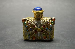 Vtg Czech Art Deco Milk Glass Mini Perfume Bottle Dauber