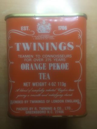 Vintage Twinings Orange Pekoe Tea Tin - 4 Oz - 113g - Display Item