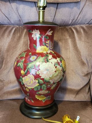 Vintage Frederick Cooper Ginger Jar Table Lamp; Red Color