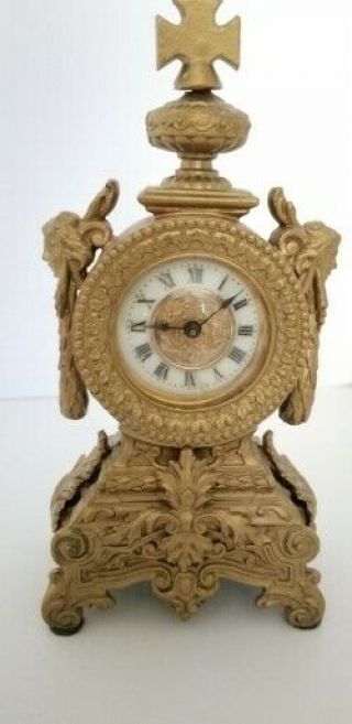 Antique Rare Circa 1800s Unknown Clock Co.  German Cross On Top? 6 3/4 " Tall
