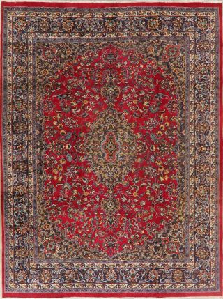 Traditional Floral Kashmar Oriental Area Rug Red Wool Hand - Knotted Carpet 8 X 11