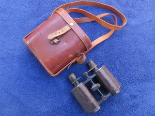 Rare Ww1 German Prism Binoculars And Leather Case Made By Busch
