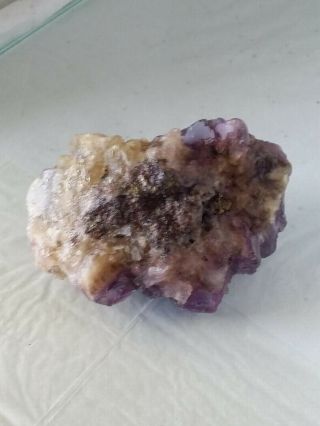 Fluorite cluster deep purple and yellow cubic crystals Denton mine 3