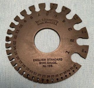 Vintage L S Starrett No 188 English Standard Wire Thickness Gauge Machinist Lss