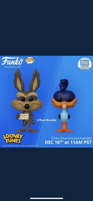 Funko Pop Wild E.  Coyote & Road Runner 2 Pk Funko Shop Looney Tunes