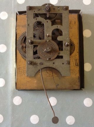 Antique Junghans Alarm Clock Movement Bezel Face Back Plate 10x11cm