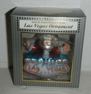 Welcome To Fabulous Las Vegas Nevada Sign Glass Hand Painted Christmas Ornament