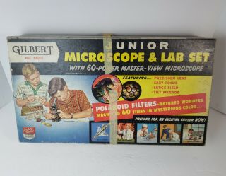 Vintage 1950 ' s Gilbert Junior Chemistry Kit Microscope and Lab Set 13013 2
