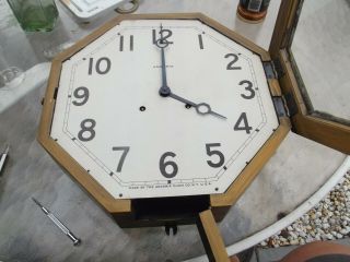 Vintage Ansonia Striking Wall Clock W Pendulum,  15 " Octogon,  Painted Case?