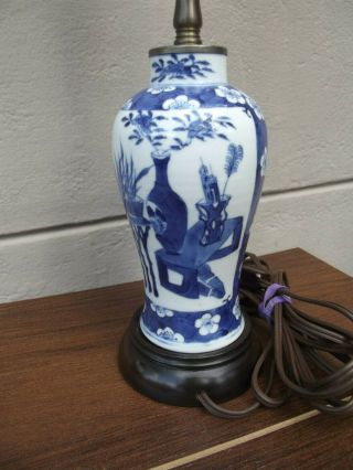 Vintage Chinese Blue White Porcelain Vase Lamp Precious Objects Prunus Blossoms 3
