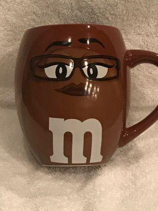 M & M S Fun Sculpted Face Large Ceramic Coffee Tea Mug Ms Brown Displayed Only