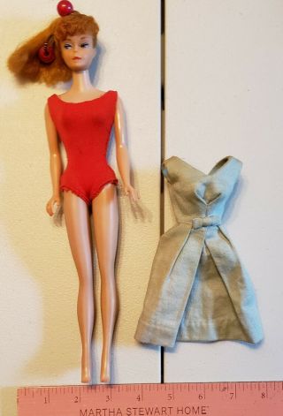 Vintage 1962 Redhead Ponytail Barbie In Suit,  Plus A Dress