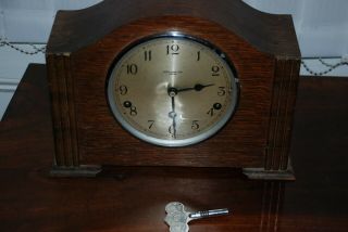 Art Deco Oak Garrard Chiming Mantle Clock