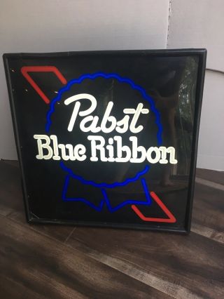 Vtg Light Up Pabst Blue Ribbon Beer Electric Sign -