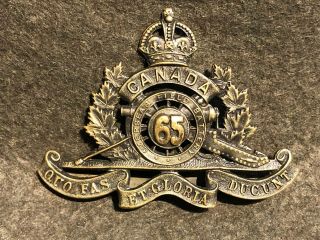Canada Ww1 Cef Cap Badge The 65th Overseas Field Battery Tangs