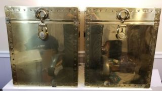 Set Of 2 Vintage Brass Storage Chest Trunk 18 " Wide