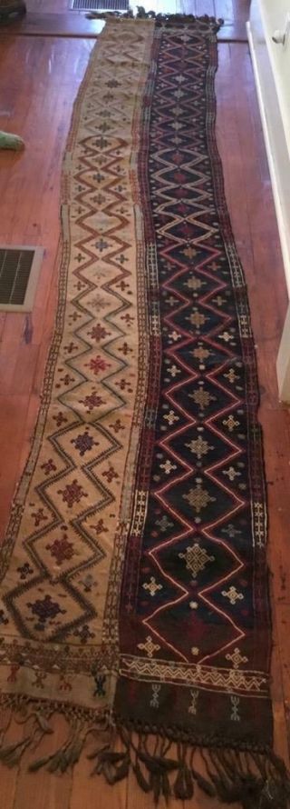 Unusual Antique Tribal Persian Rug Runner Tapestry Carpet Hand Woven Nr