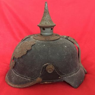WWI German Prussian Spike Helmet Pickelhaube Field Grey Steel 3